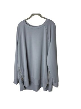 AVIA Athletic Top Plus Size XXXL 3XL 22 Long Sleeves Ribbed Gray Side Zippers